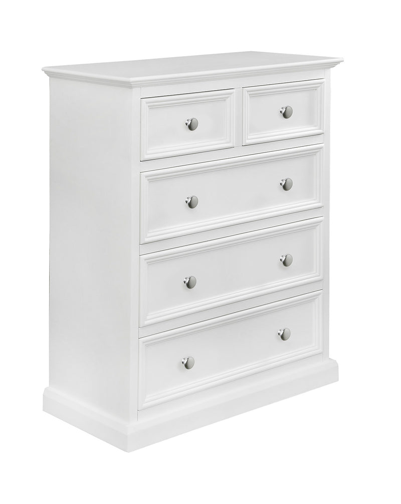 2 Over 3 Tallboy Chest | Solid Pine Chest of Drawers | Trent White Collection