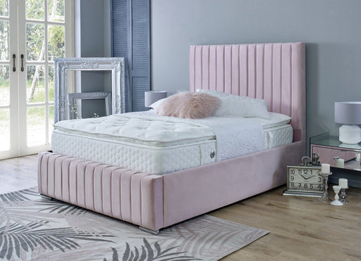 BELLA PINK VELVET DOUBLE OTTOMAN BEDFRAME Bed Frame