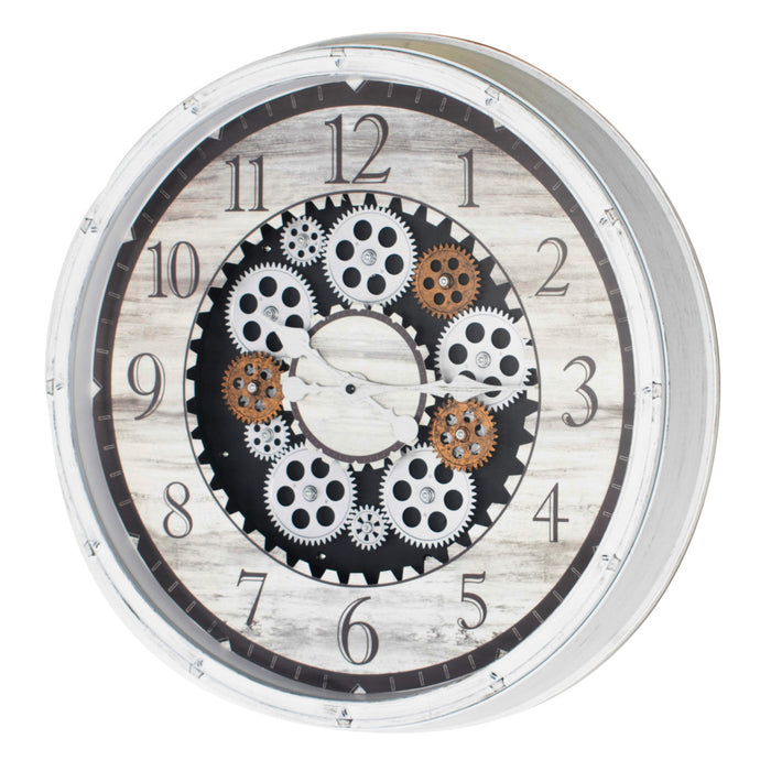 Clockworks Gears Clock Ant White
