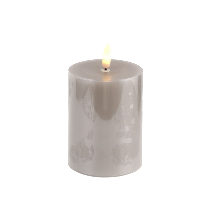 3d Flame Led Candle W/6hr Timer Grey 10cm