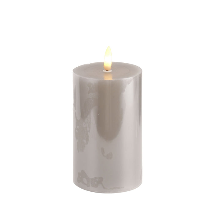 3d Flame Led Candle W/6hr Timer Grey 13cm