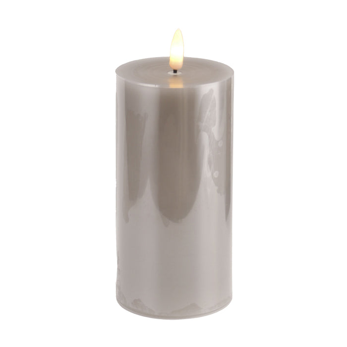 3d Flame Led Candle W/6hr Timer Grey 15cm