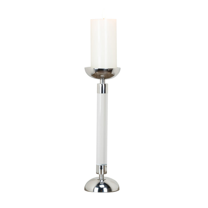 Alani Acrylic Pillar Candle Holder Chrome 35cm
