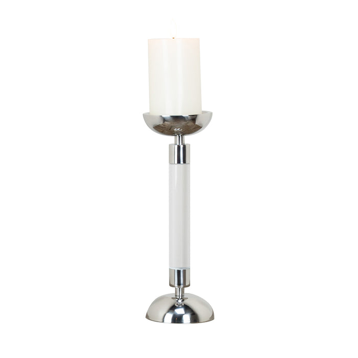 Alani Acrylic Pillar Candle Holder Chrome 30cm