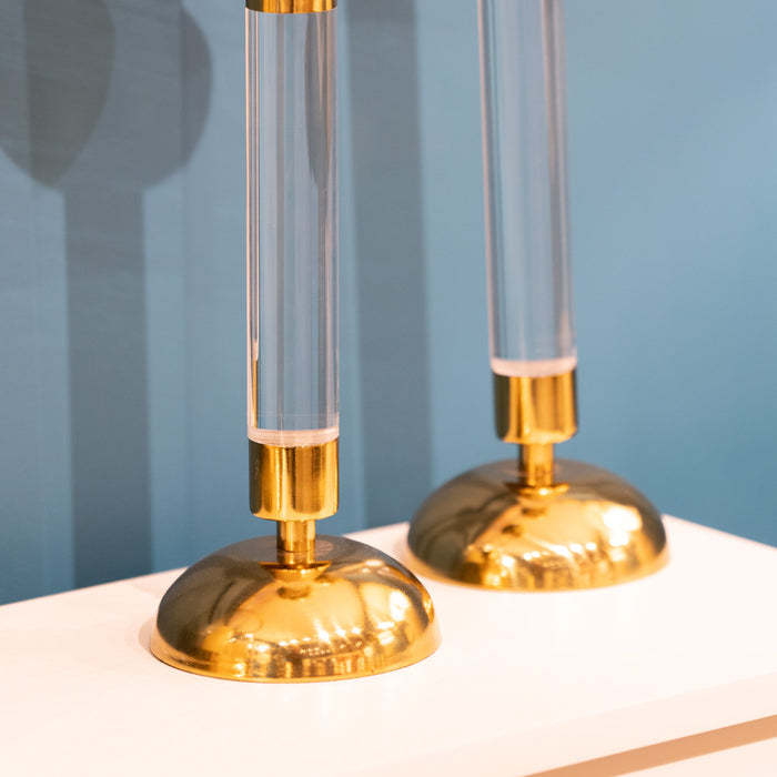Alani Acrylic Pillar Candle Holder Gold 30cm