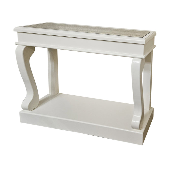 Scroll Console Table Antique Mirror Ivory 120cm