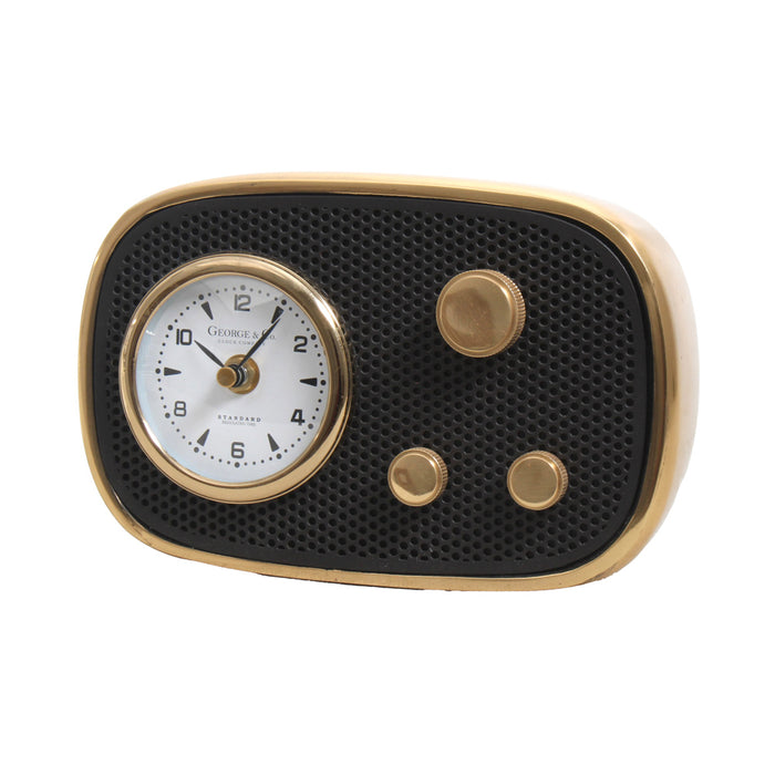 George & Co Retro Radio Clock Black & Antique Brass