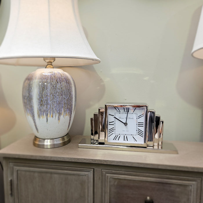 Thomas & Ameila Art Deco Clock Silver 36cm