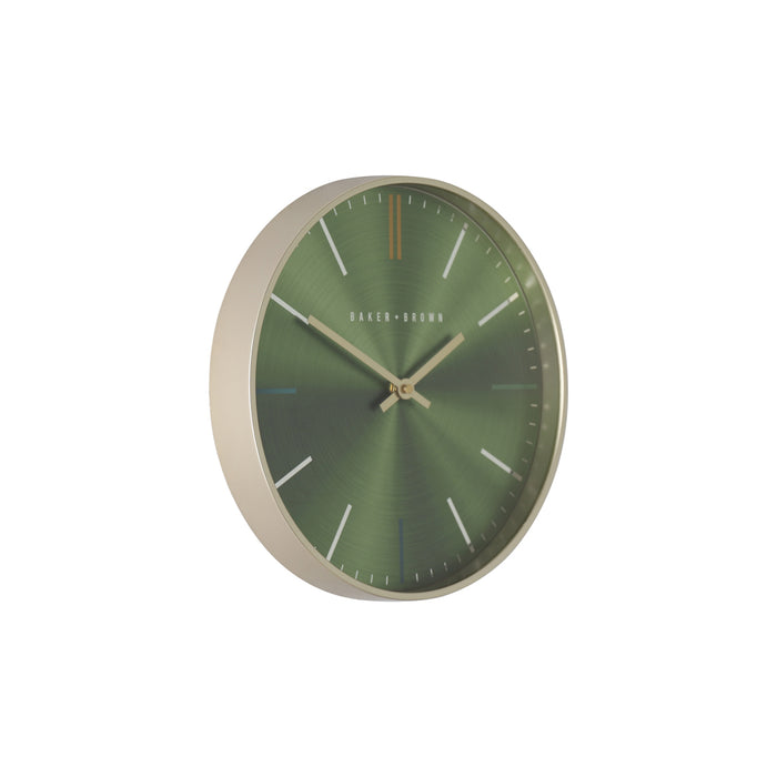 Baker And Brown Metallic Clock Green 30cm