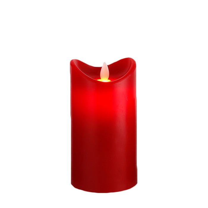 Flicker Led Candle W/5hr Timer Red 15cm