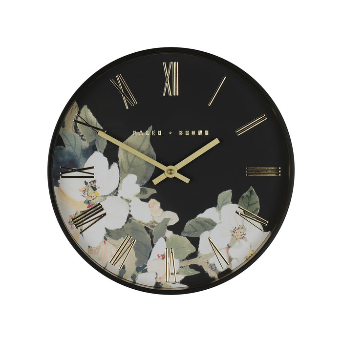 Baker And Brown Floral Clock 30cm