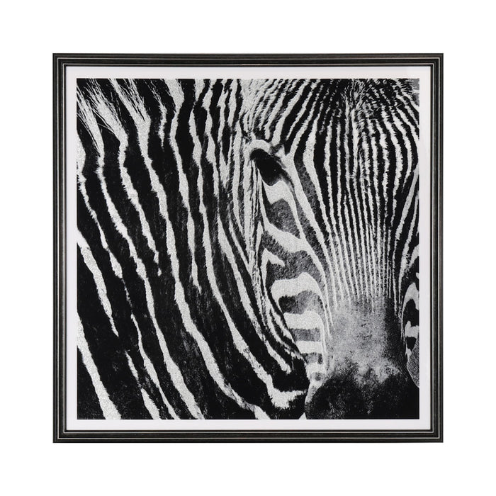 Framed Glitter Print Zebra 83 X 83cm