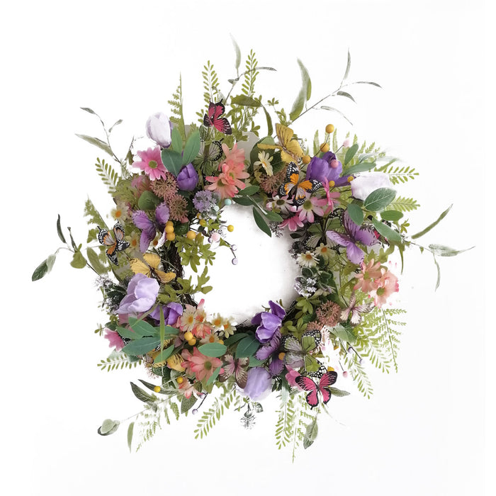 Spring Wreath With Butterflies 64cm