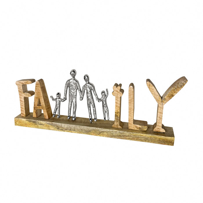 Family Sign Silver 16 X 41cm