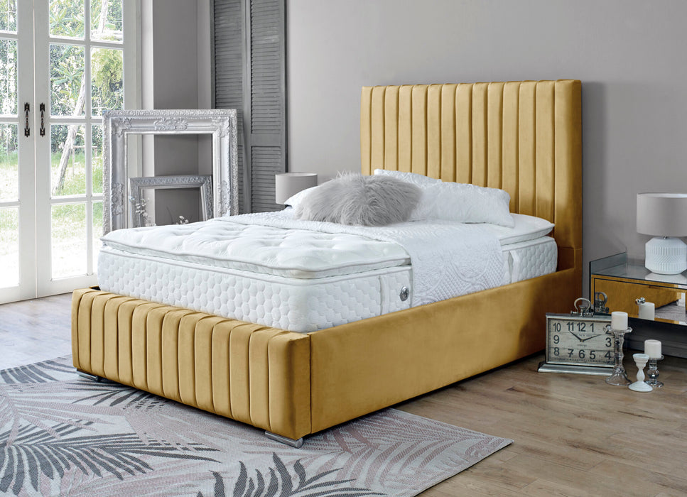 Mustard Velvet | Double Ottoman Bedframe | Bella