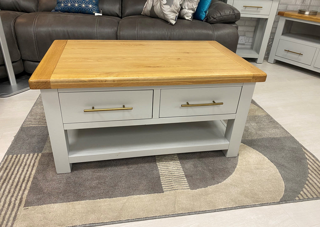 Oak and online grey side table